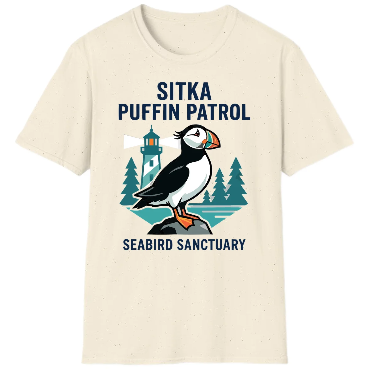 Sitka Puffin Patrol Seabird Sanctuary T-Shirt in Natural