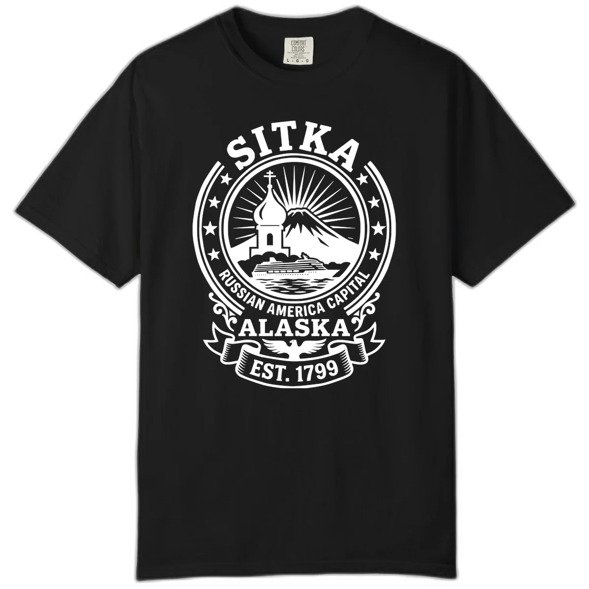 Sitka Russian America Capital Comfort Color T-Shirt in Black