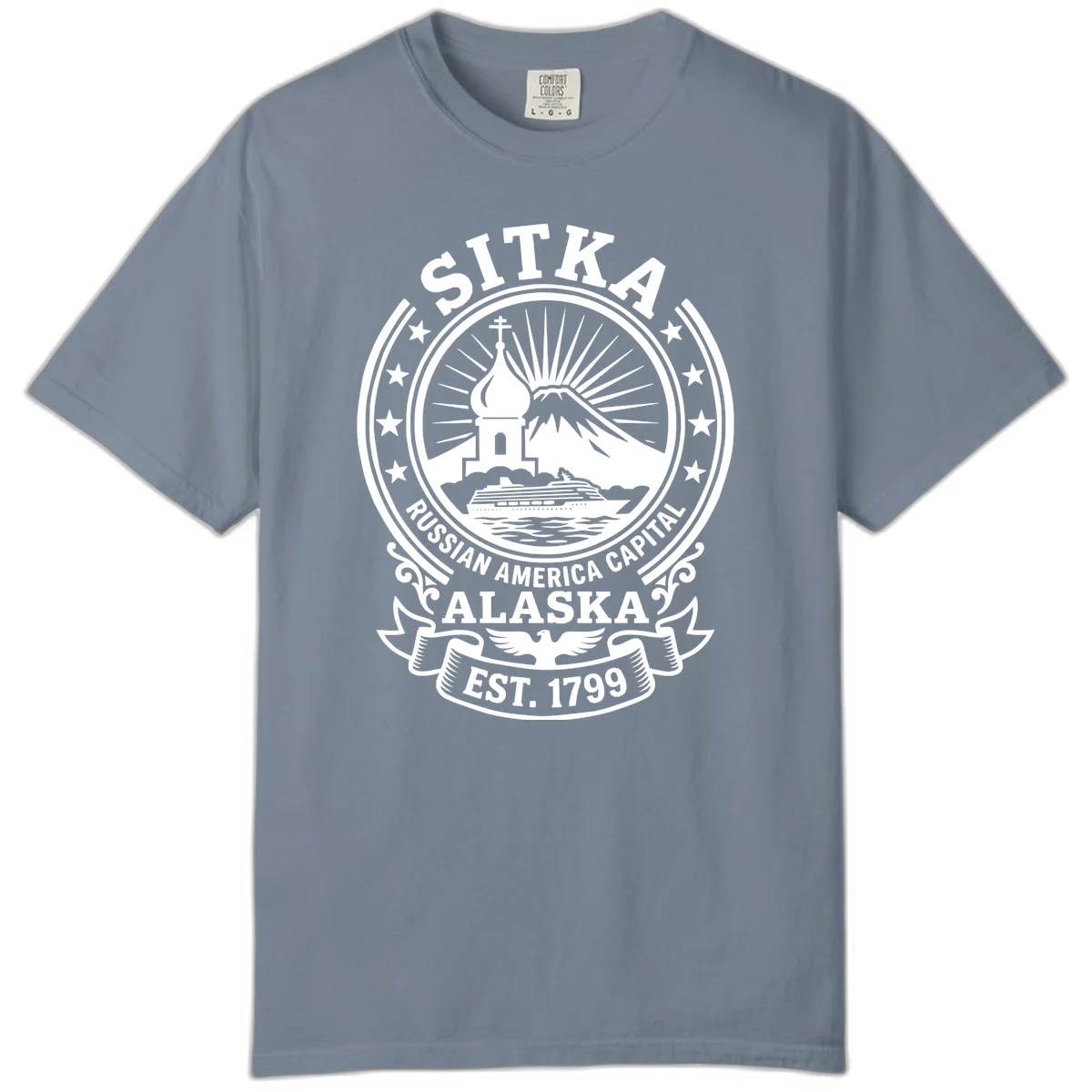 Sitka Russian America Capital Comfort Color T-Shirt in Blue Jean