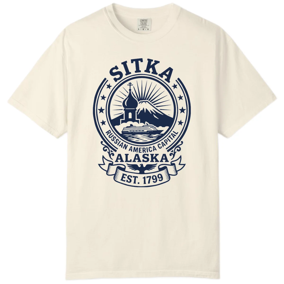 Sitka Russian America Capital Comfort Color T-Shirt in Ivory