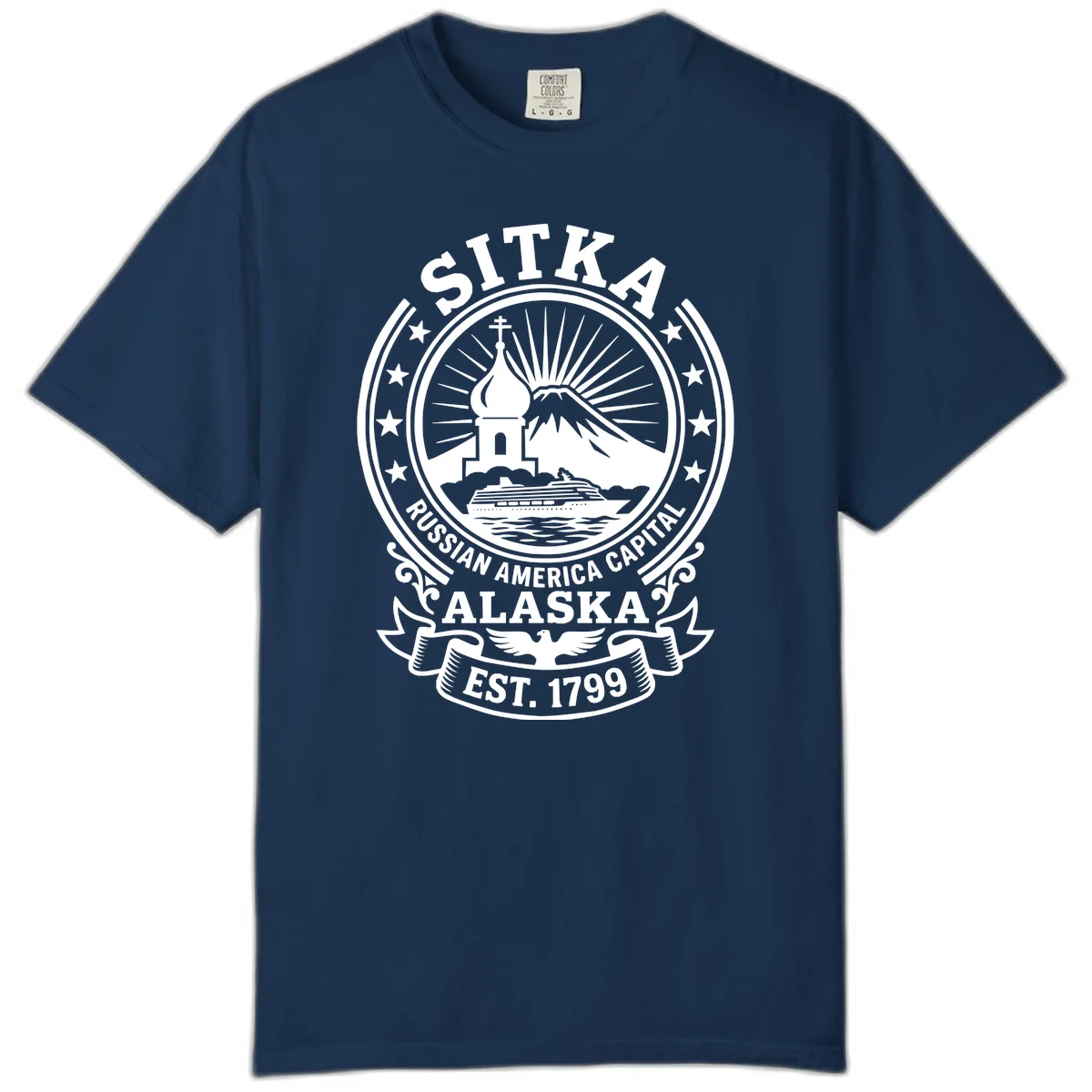 Sitka Russian America Capital Comfort Color T-Shirt in Navy