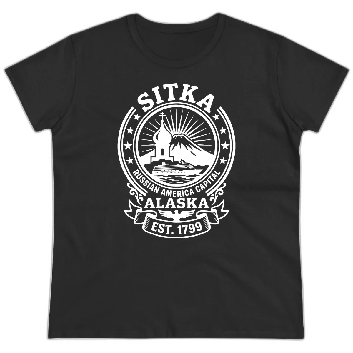 Sitka Russian America Capital Ladies Tee in Black