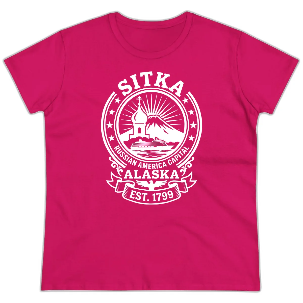Sitka Russian America Capital Ladies Tee in Heliconia