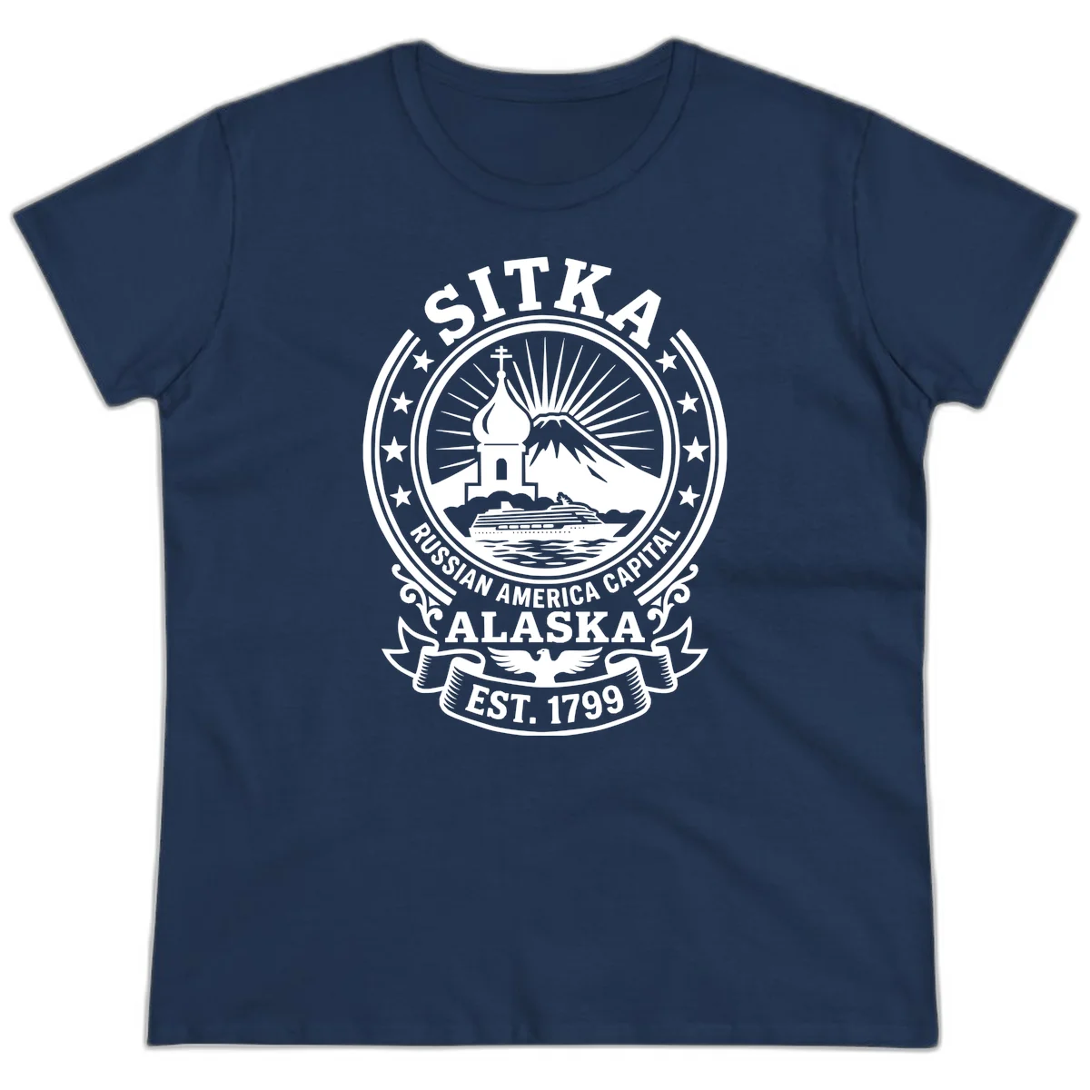 Sitka Russian America Capital Ladies Tee in Navy