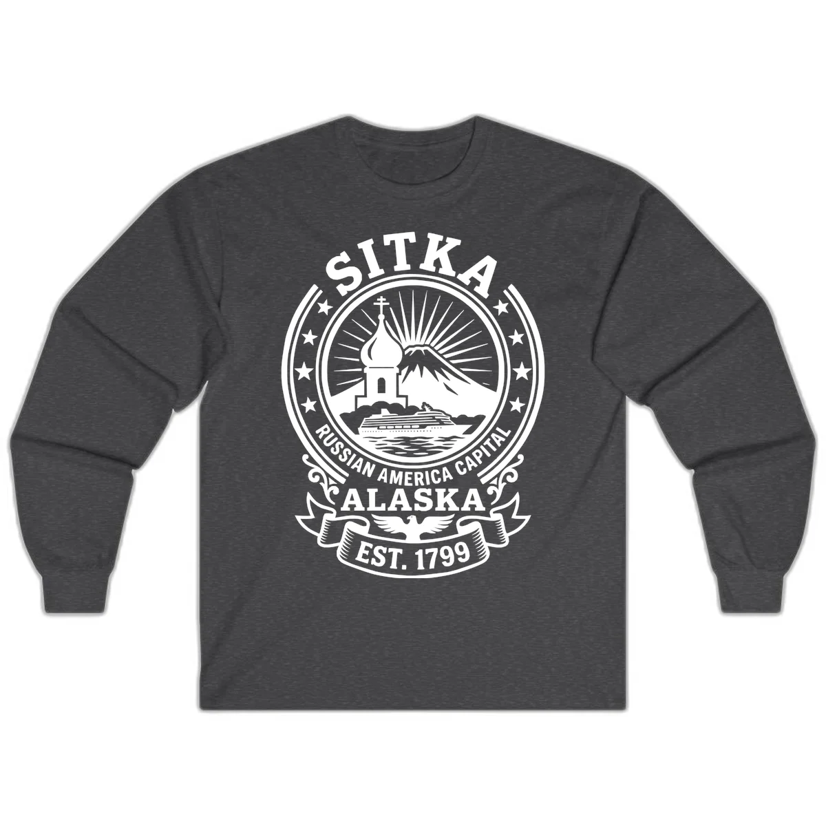 Sitka Russian America Capital Long Sleeve in Dark Heather