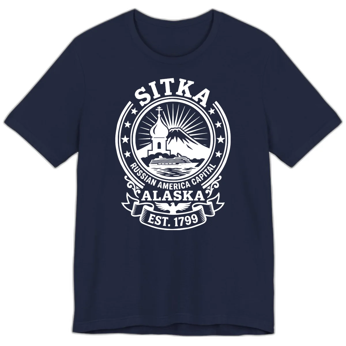 Sitka Russian America Capital Premium T-Shirt in Navy