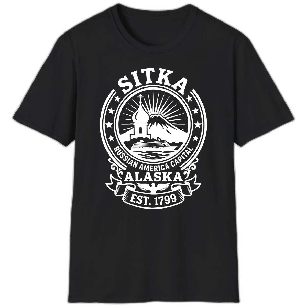Sitka Russian America Capital Vintage Badge T-Shirt in Black