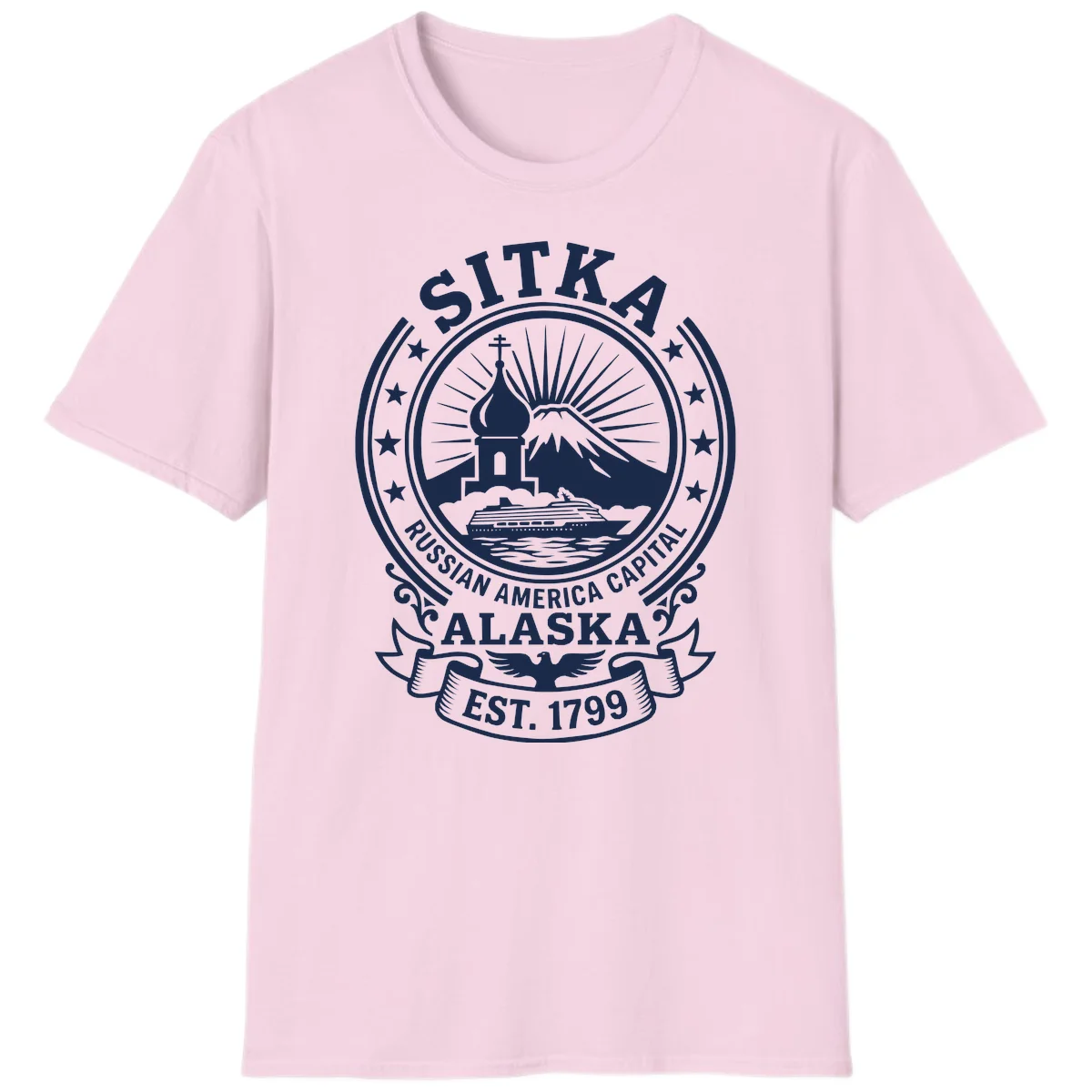 Sitka Russian America Capital Vintage Badge T-Shirt in Light Pink