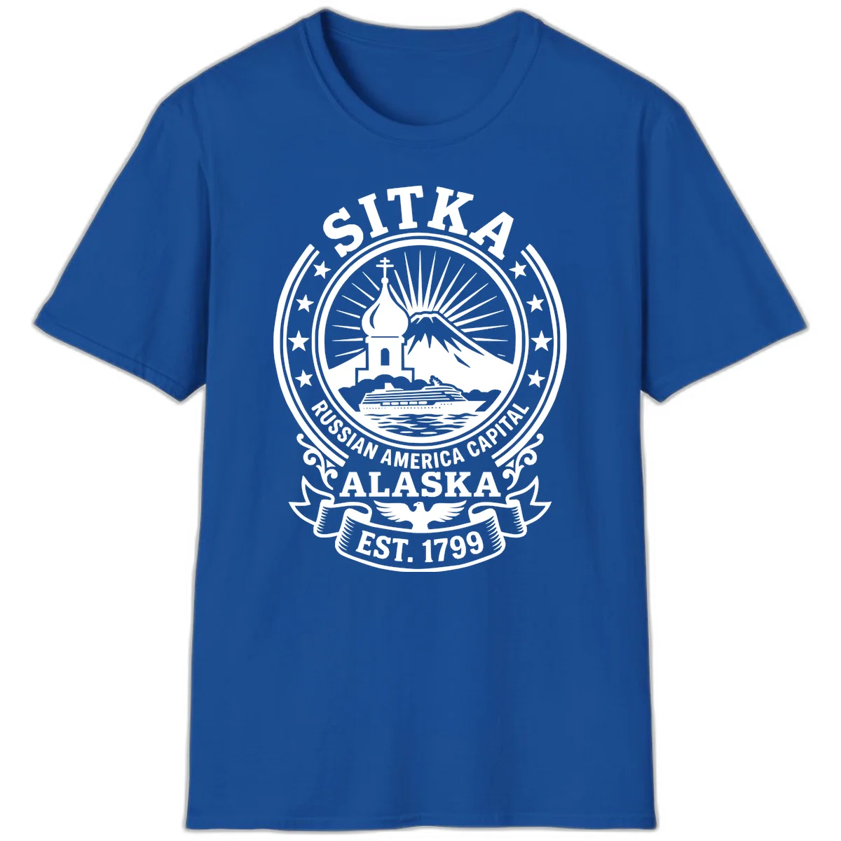 Sitka Russian America Capital Vintage Badge T-Shirt in Royal