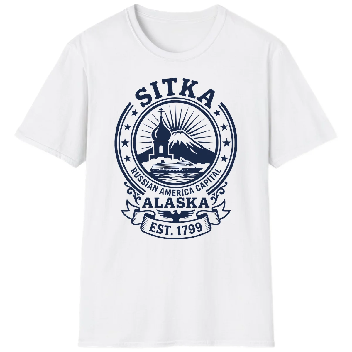 Sitka Russian America Capital Vintage Badge T-Shirt in White