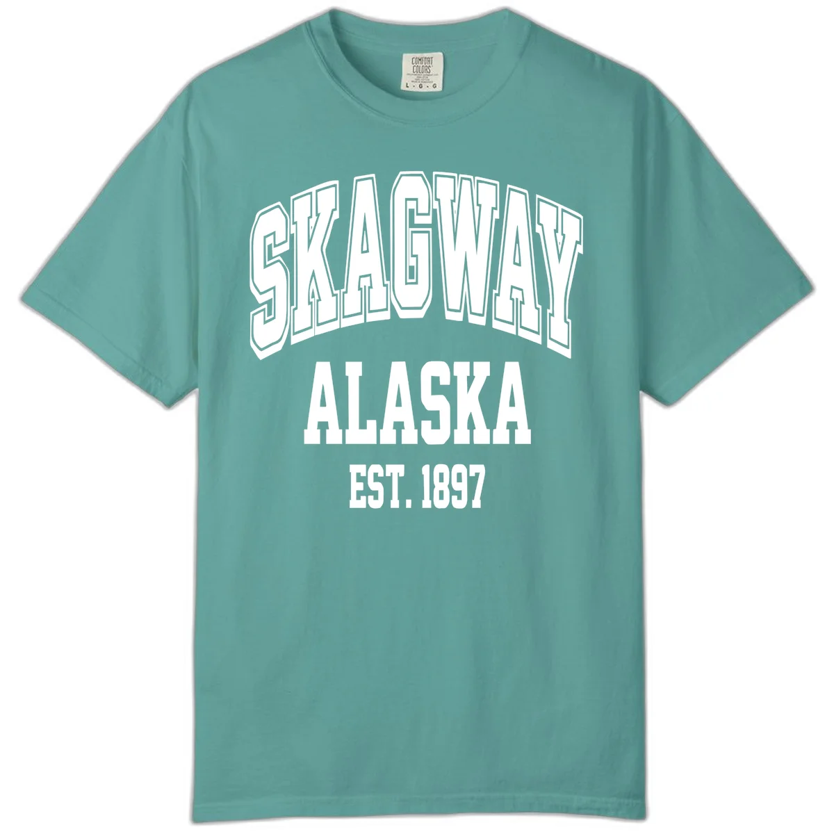Skagway Alaska Established 1897 Comfort Color in Seafoam