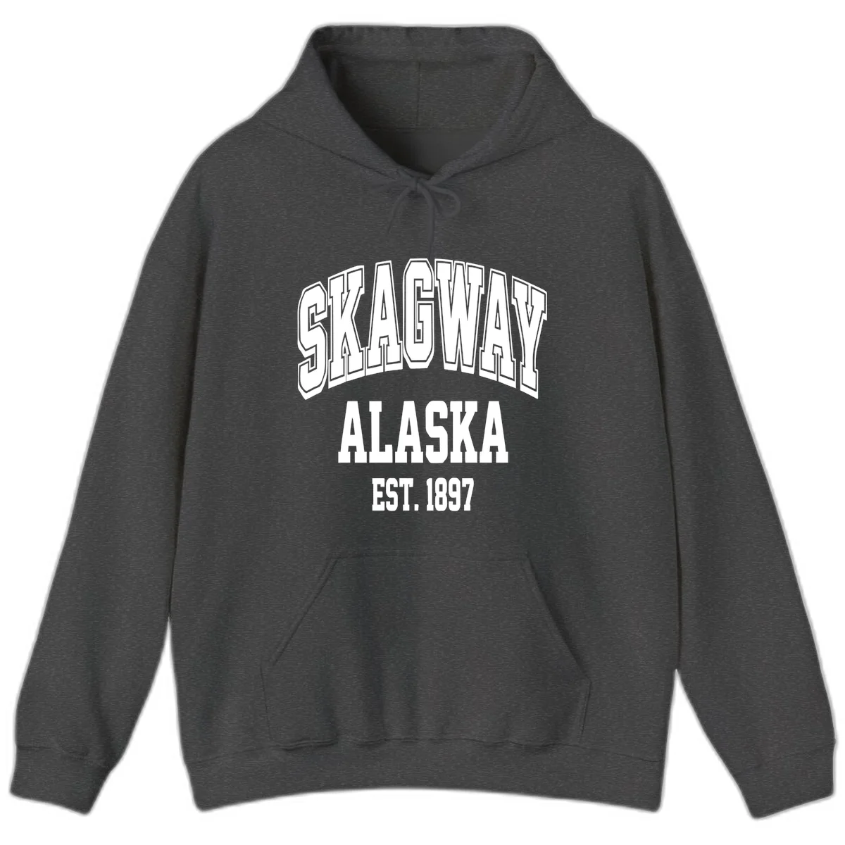 Skagway Alaska Established 1897 Hoodie in Dark Heather