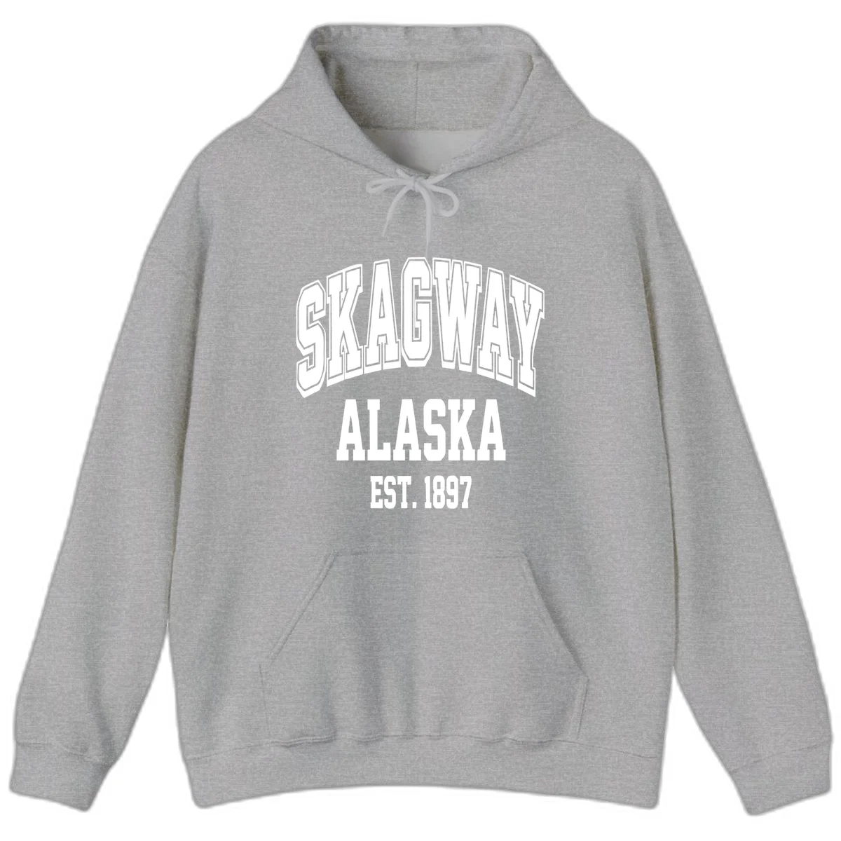 Skagway Alaska Established 1897 Hoodie in Sport Grey