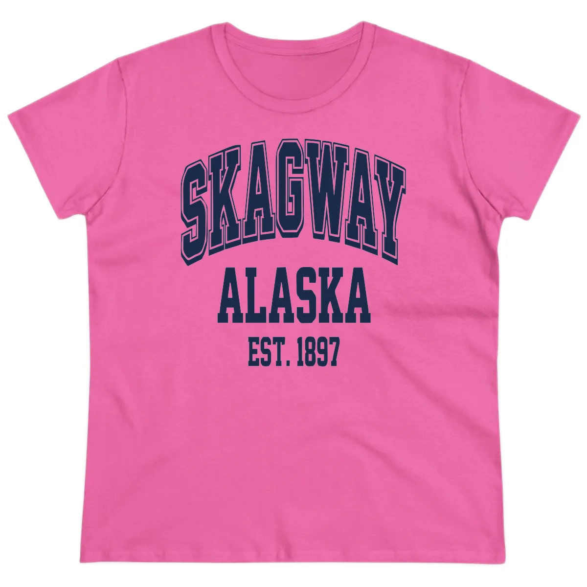 Skagway Alaska Established 1897 Ladies Tee in Azalea