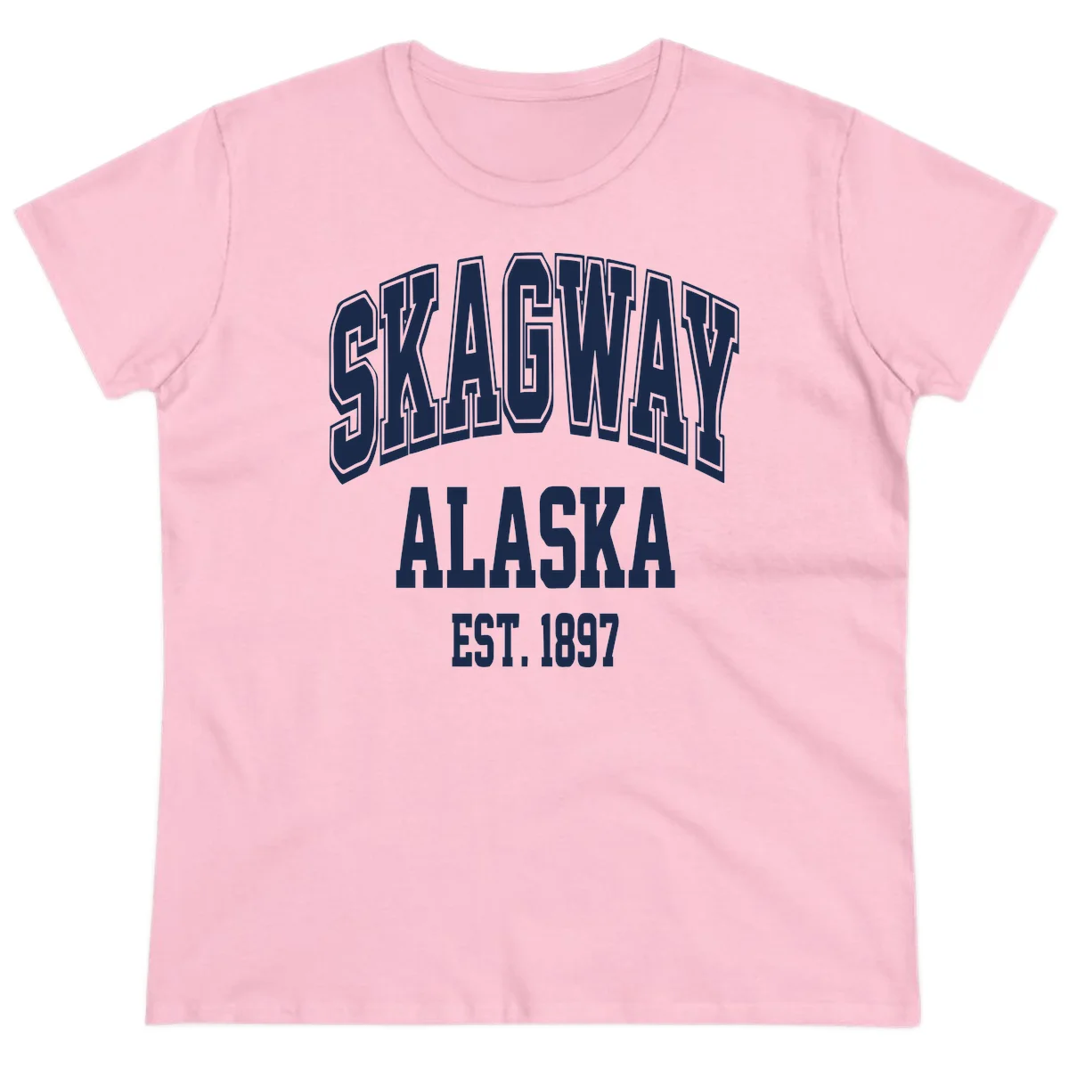 Skagway Alaska Established 1897 Ladies Tee in Light Pink