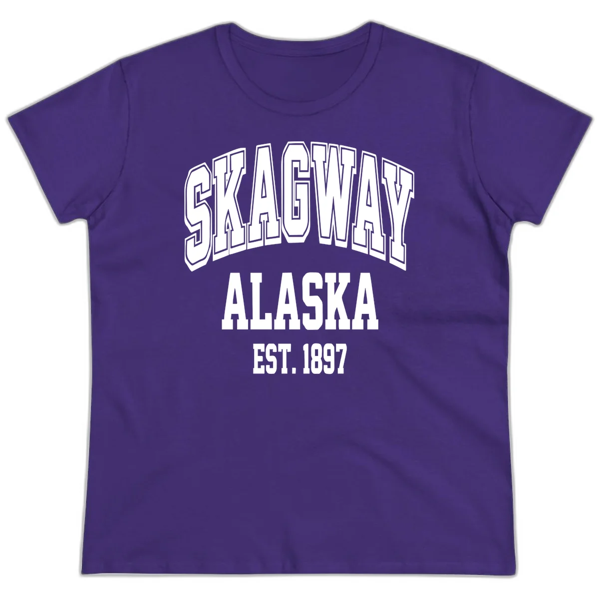 Skagway Alaska Established 1897 Ladies Tee in Purple