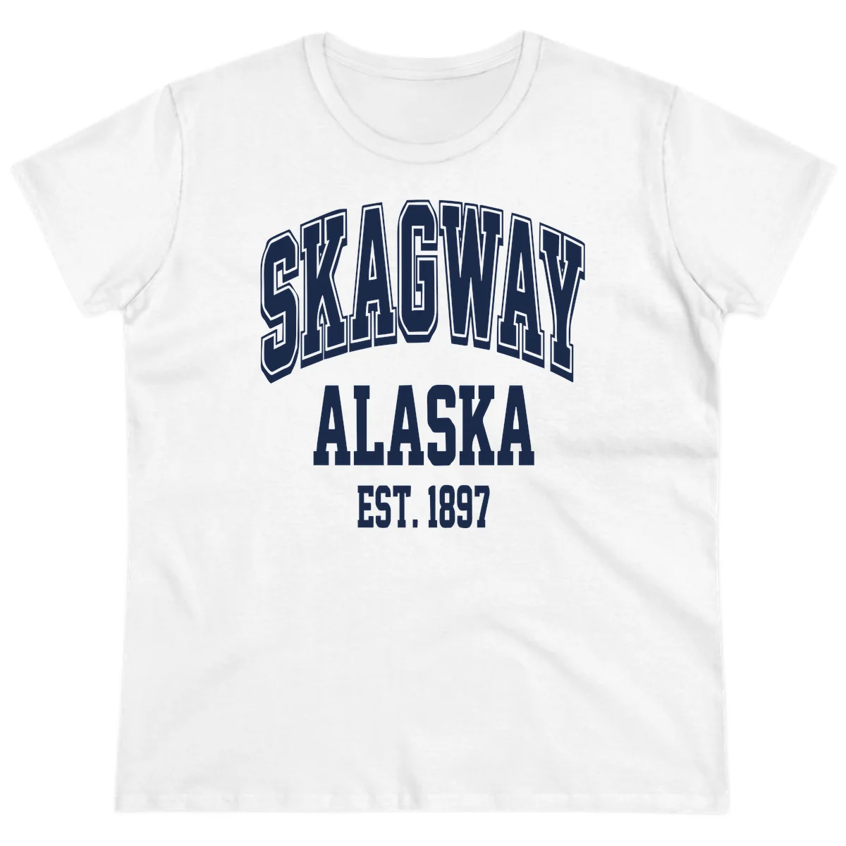 Skagway Alaska Established 1897 Ladies Tee in White