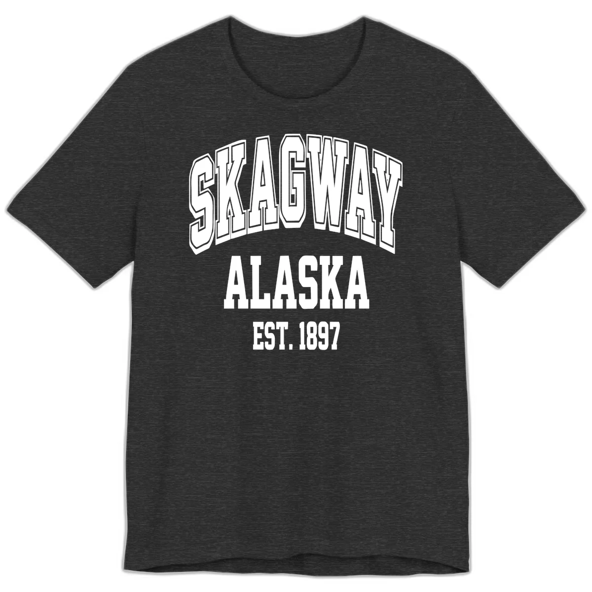 Skagway Alaska Established 1897 Premium Tee in Dark Grey Heather