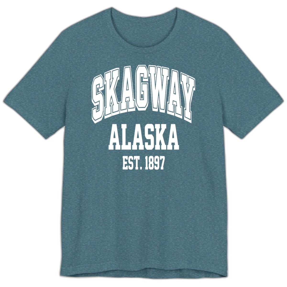 Skagway Alaska Established 1897 Premium Tee in Heather Deep Teal