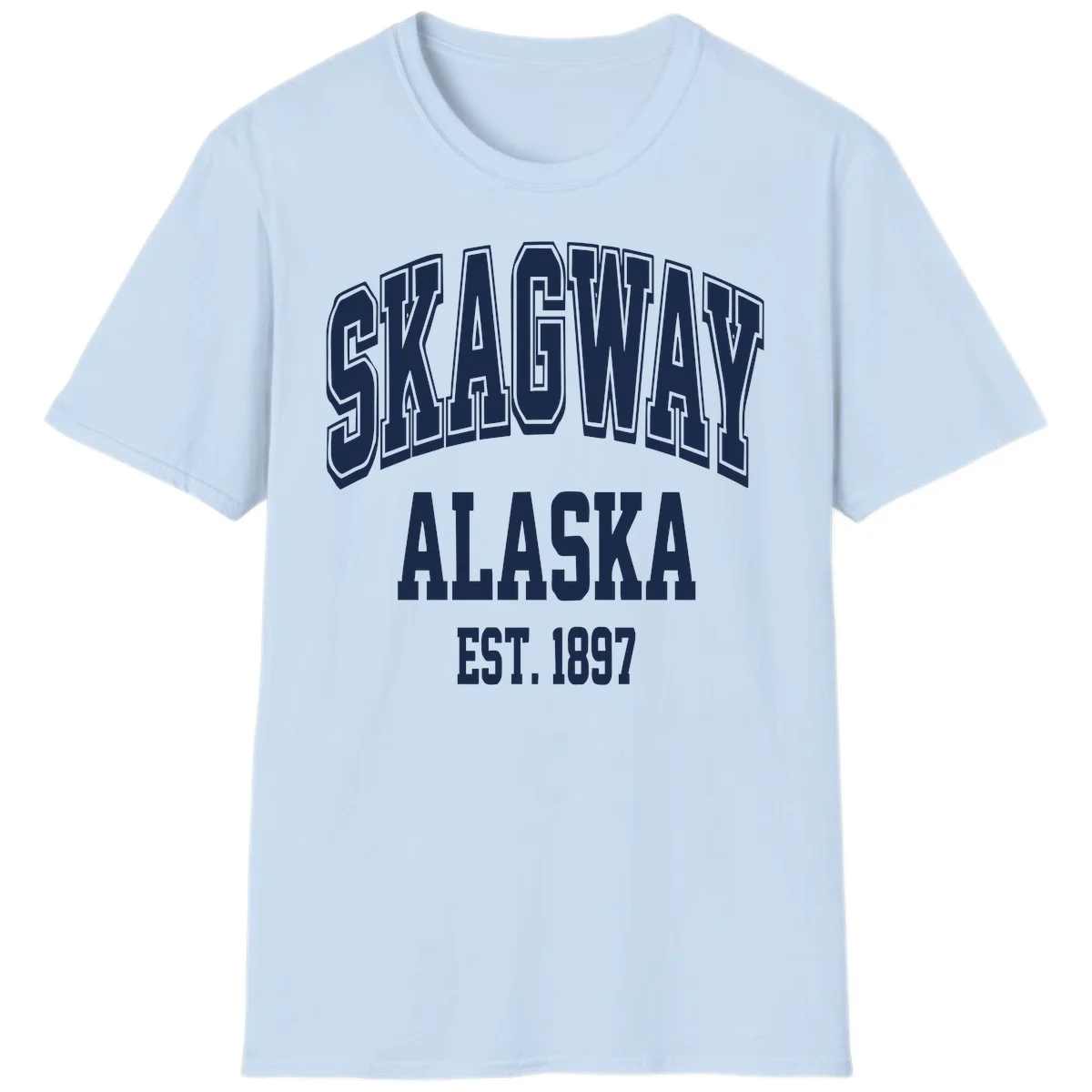 Skagway Alaska Established 1897 T-Shirt in Light Blue