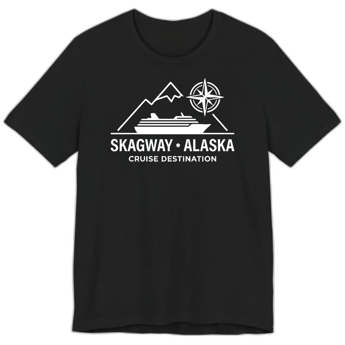 Skagway Alaska Mountain Cruise Compass Journey Premium T-Shirt in Black