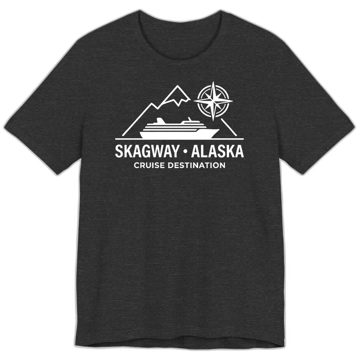 Skagway Alaska Mountain Cruise Compass Journey Premium T-Shirt in Dark Grey Heather