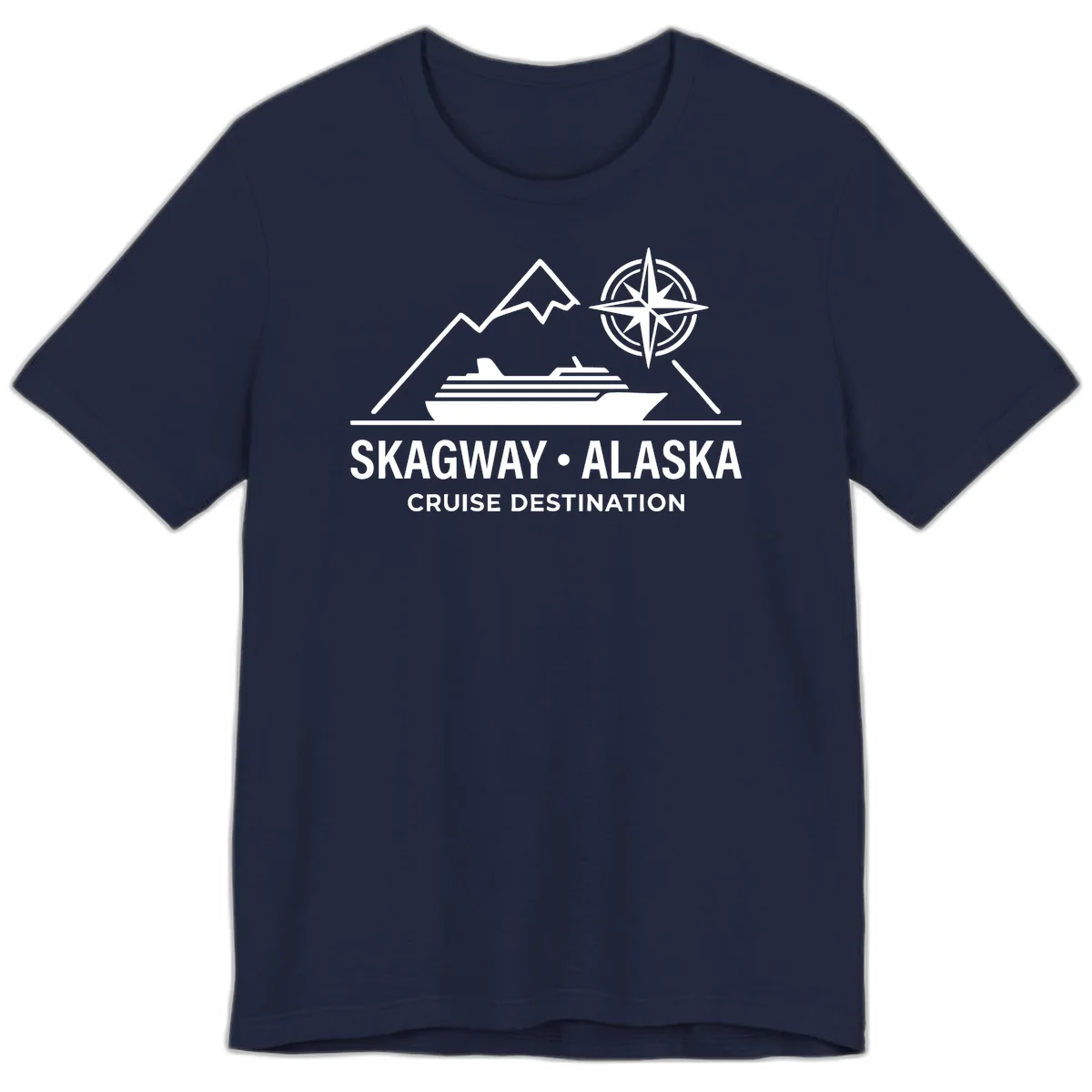 Skagway Alaska Mountain Cruise Compass Journey Premium T-Shirt in Navy