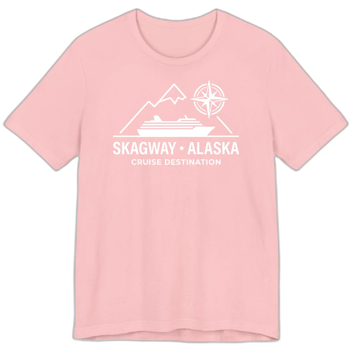 Skagway Alaska Mountain Cruise Compass Journey Premium T-Shirt in Pink