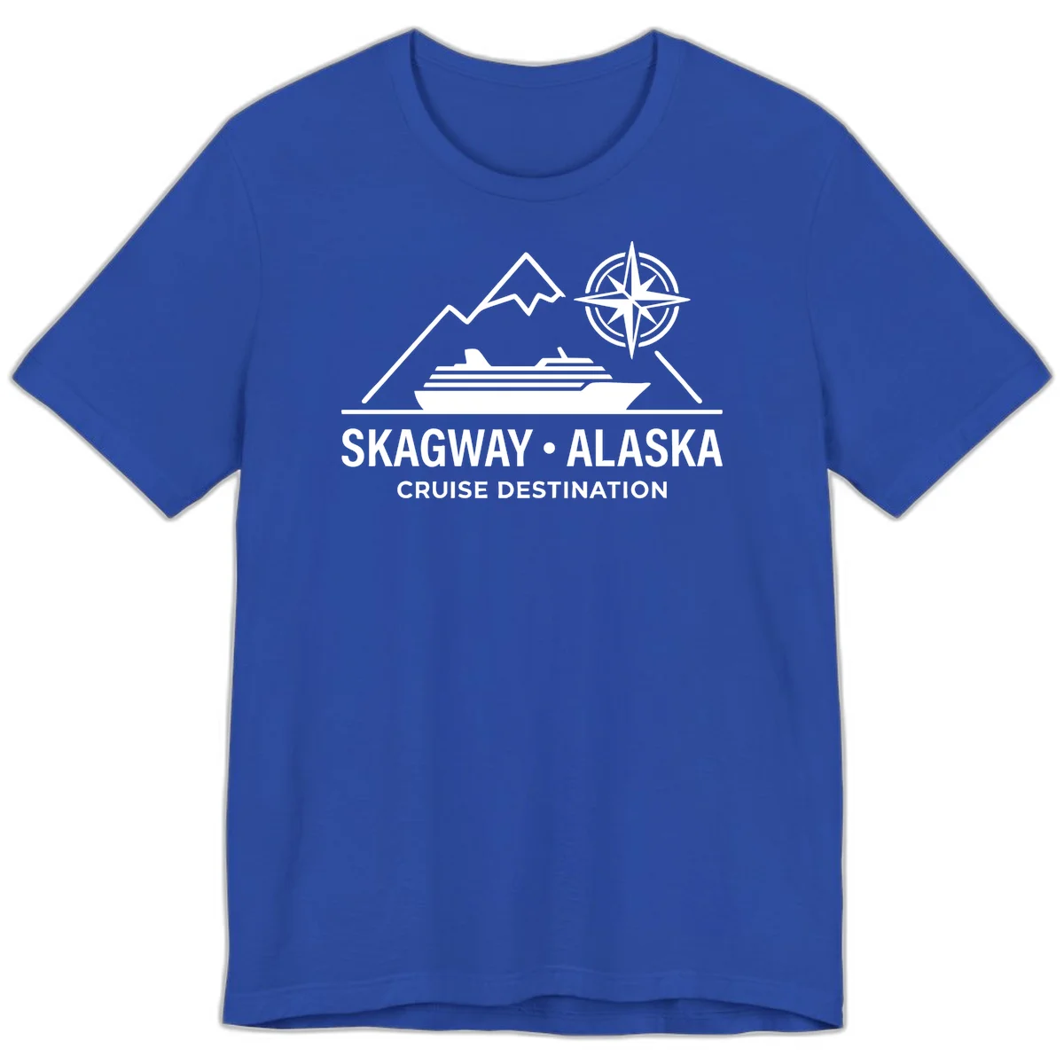 Skagway Alaska Mountain Cruise Compass Journey Premium T-Shirt in True Royal