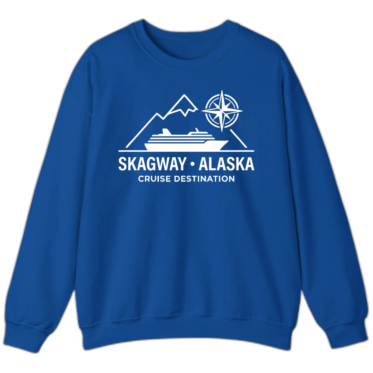 Skagway Alaska Mountain Cruise Compass Journey Sweatshirt in Royal