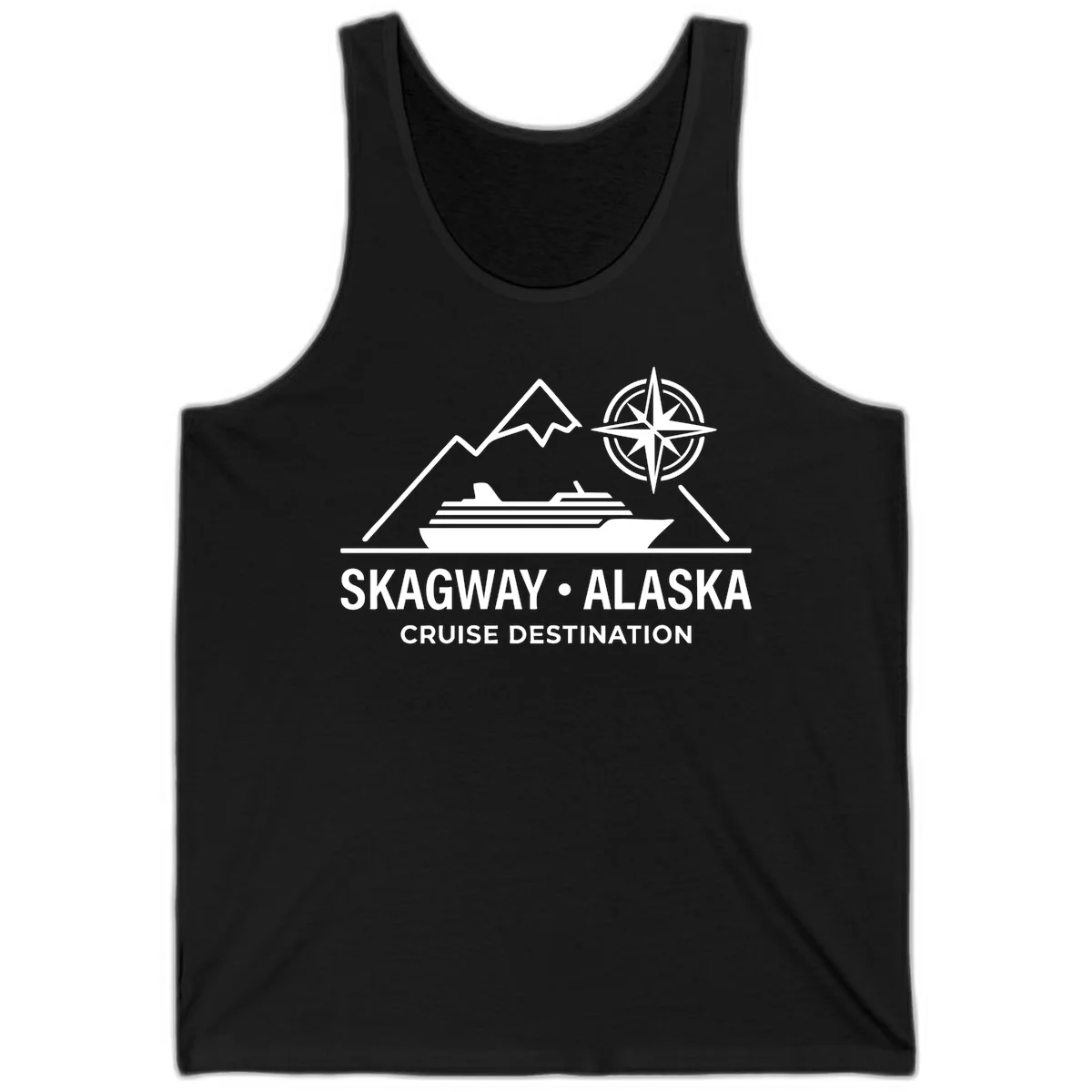 Skagway Alaska Mountain Cruise Compass Journey Tank Top in Black