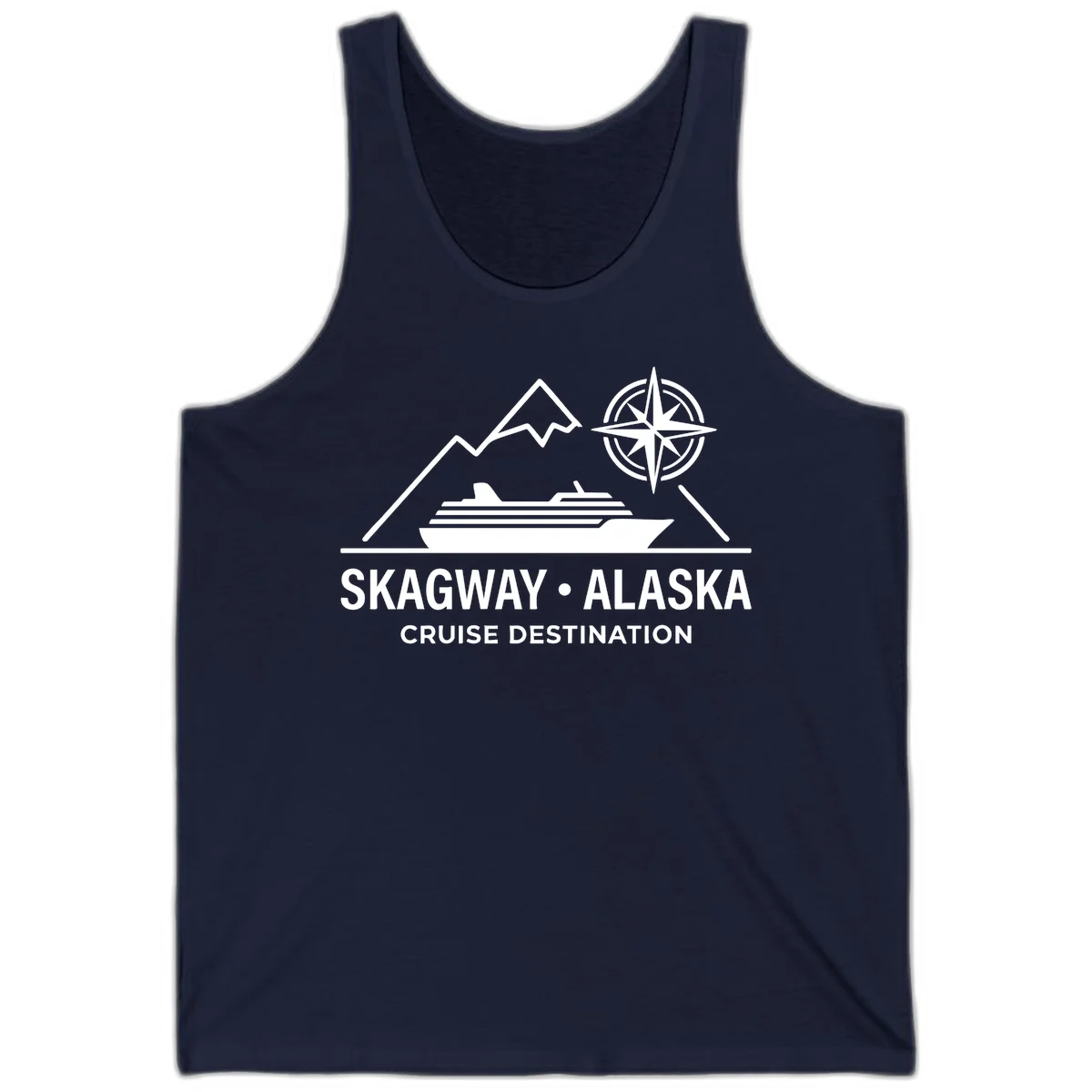 Skagway Alaska Mountain Cruise Compass Journey Tank Top in Navy