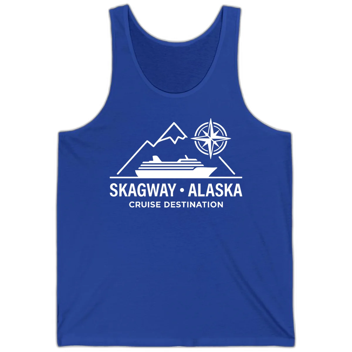 Skagway Alaska Mountain Cruise Compass Journey Tank Top in True Royal