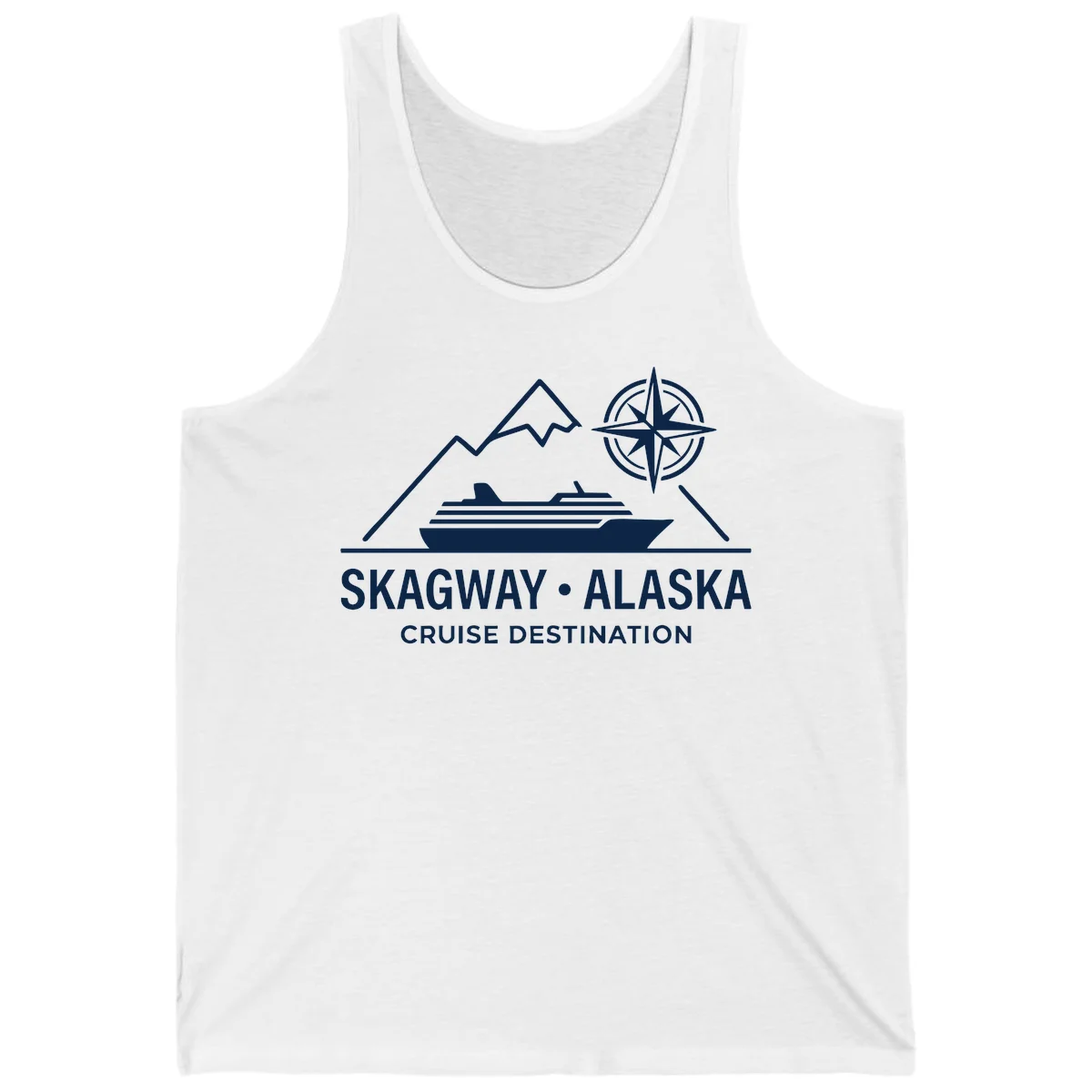 Skagway Alaska Mountain Cruise Compass Journey Tank Top in White