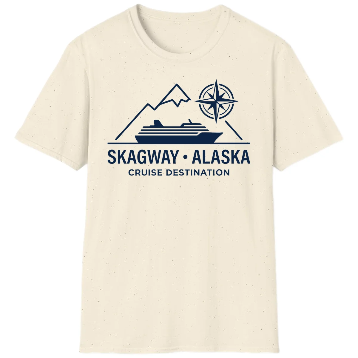 Skagway Alaska Mountain Cruise Compass Journey T-Shirt in Natural