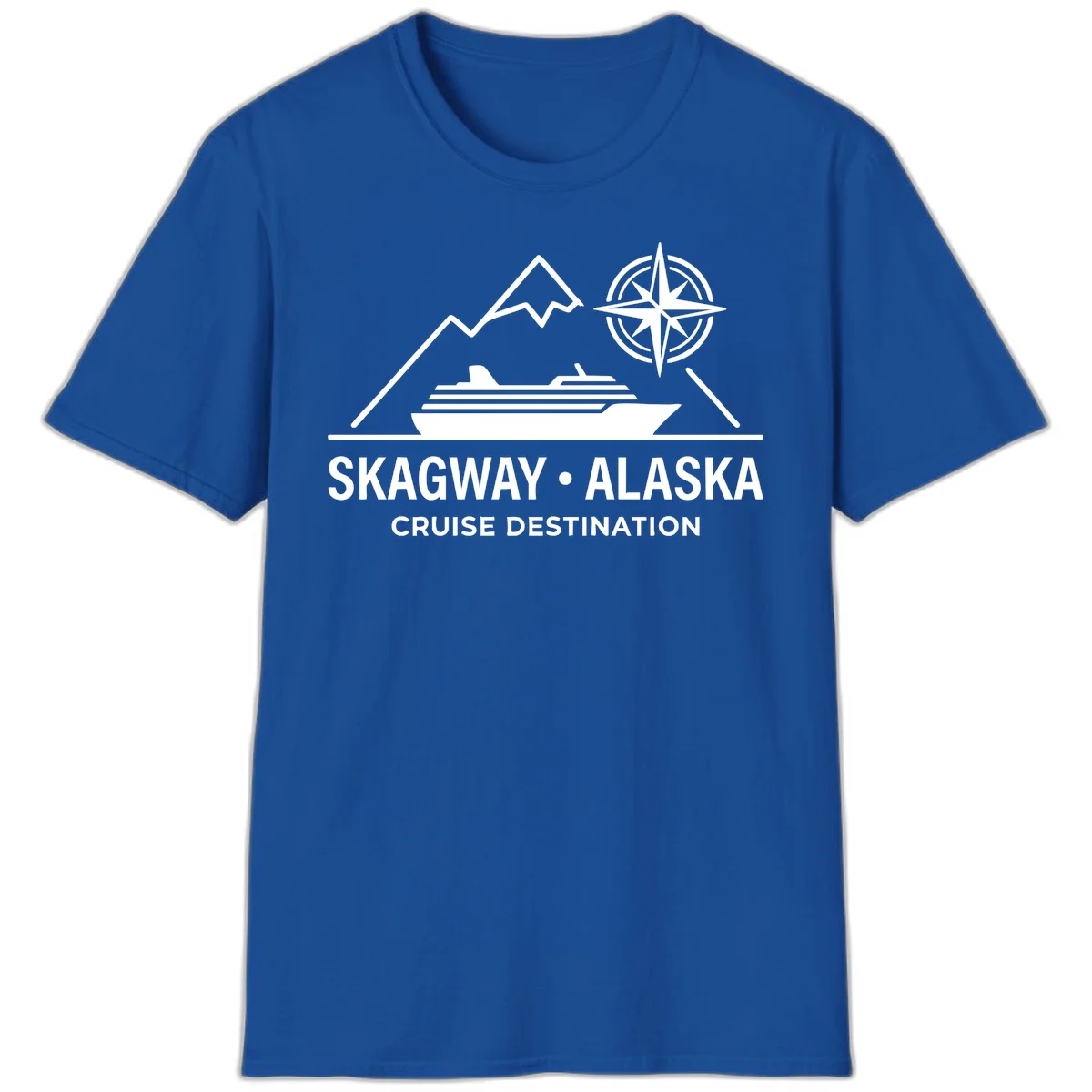 Skagway Alaska Mountain Cruise Compass Journey T-Shirt in Royal