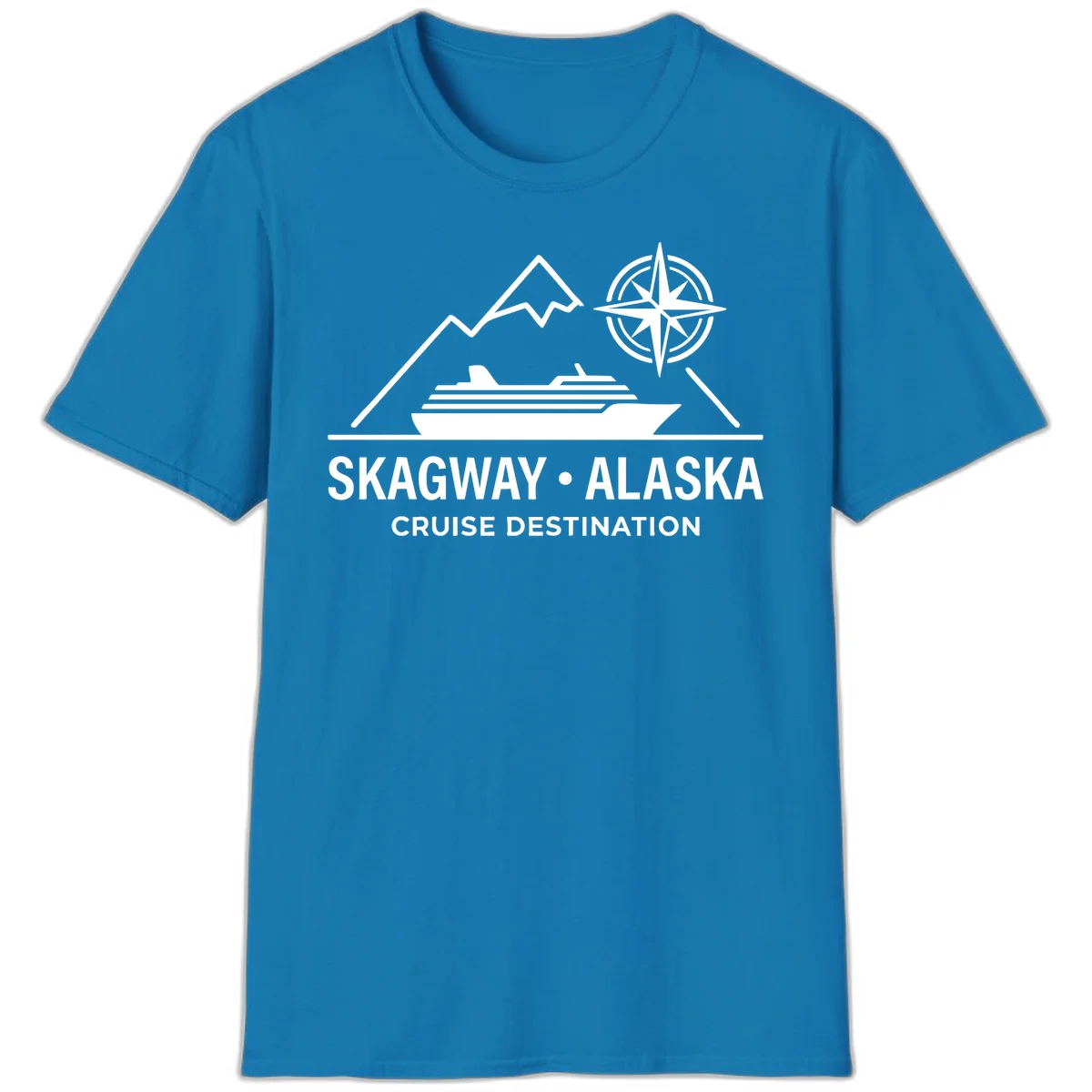 Skagway Alaska Mountain Cruise Compass Journey T-Shirt in Sapphire