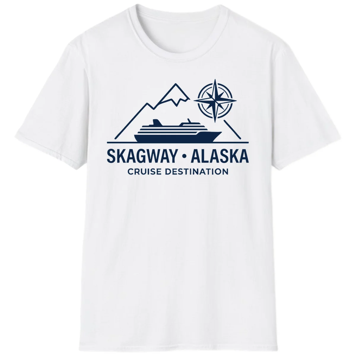 Skagway Alaska Mountain Cruise Compass Journey T-Shirt in White