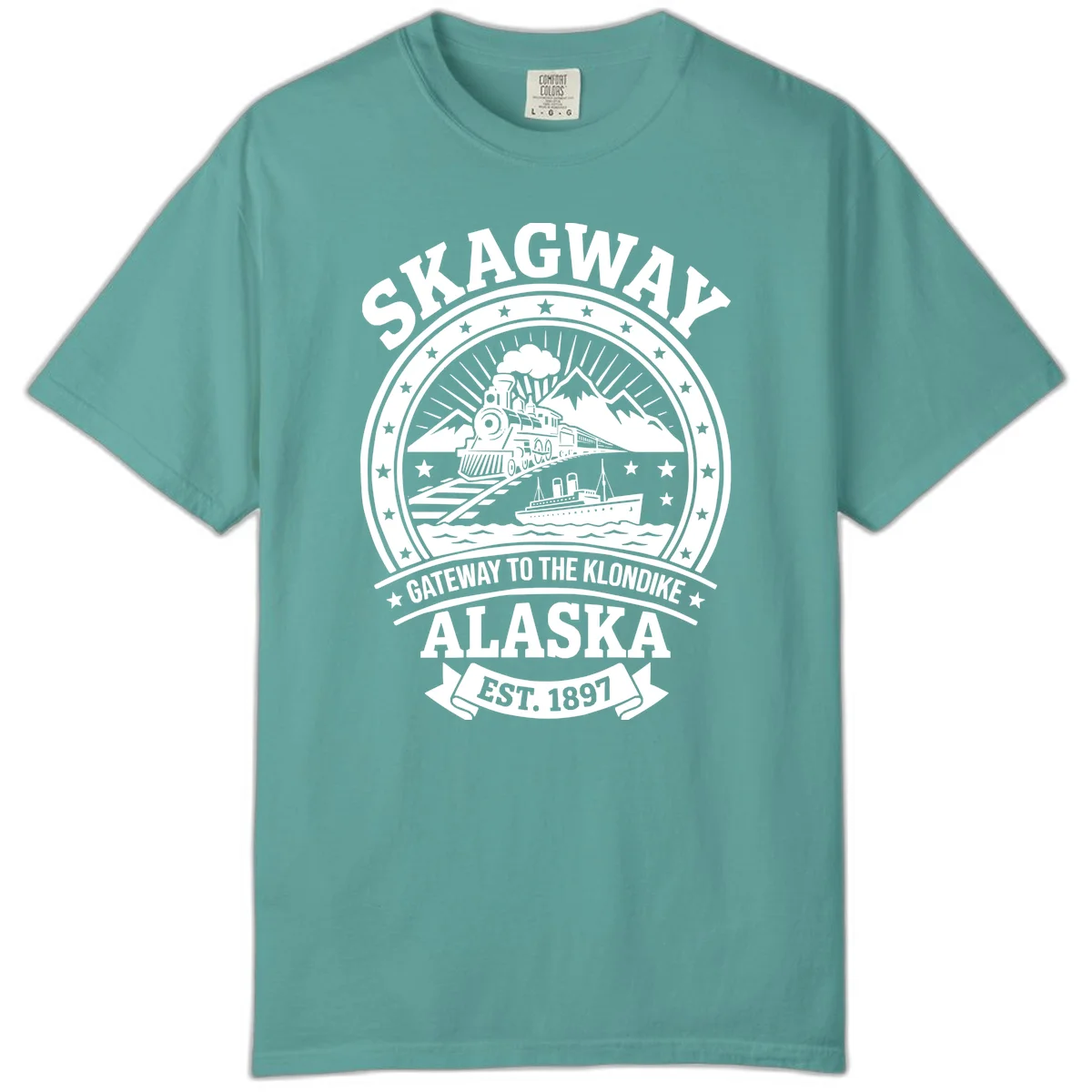 Skagway Gateway to the Klondike Comfort Color T-Shirt in Seafoam
