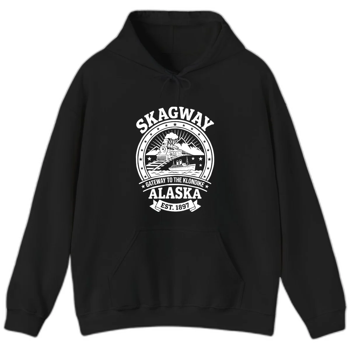 Skagway Gateway to the Klondike Hoodie in Black