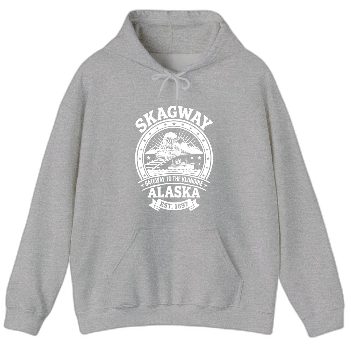 Skagway Gateway to the Klondike Hoodie in Sport Grey