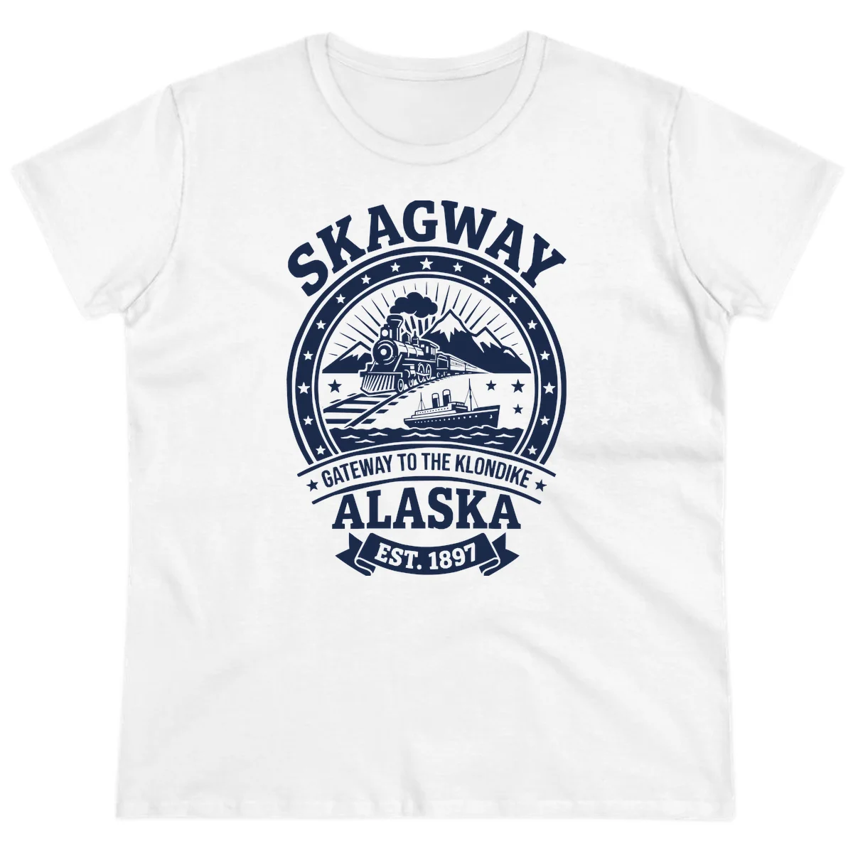 Skagway Gateway to the Klondike Ladies Tee in White
