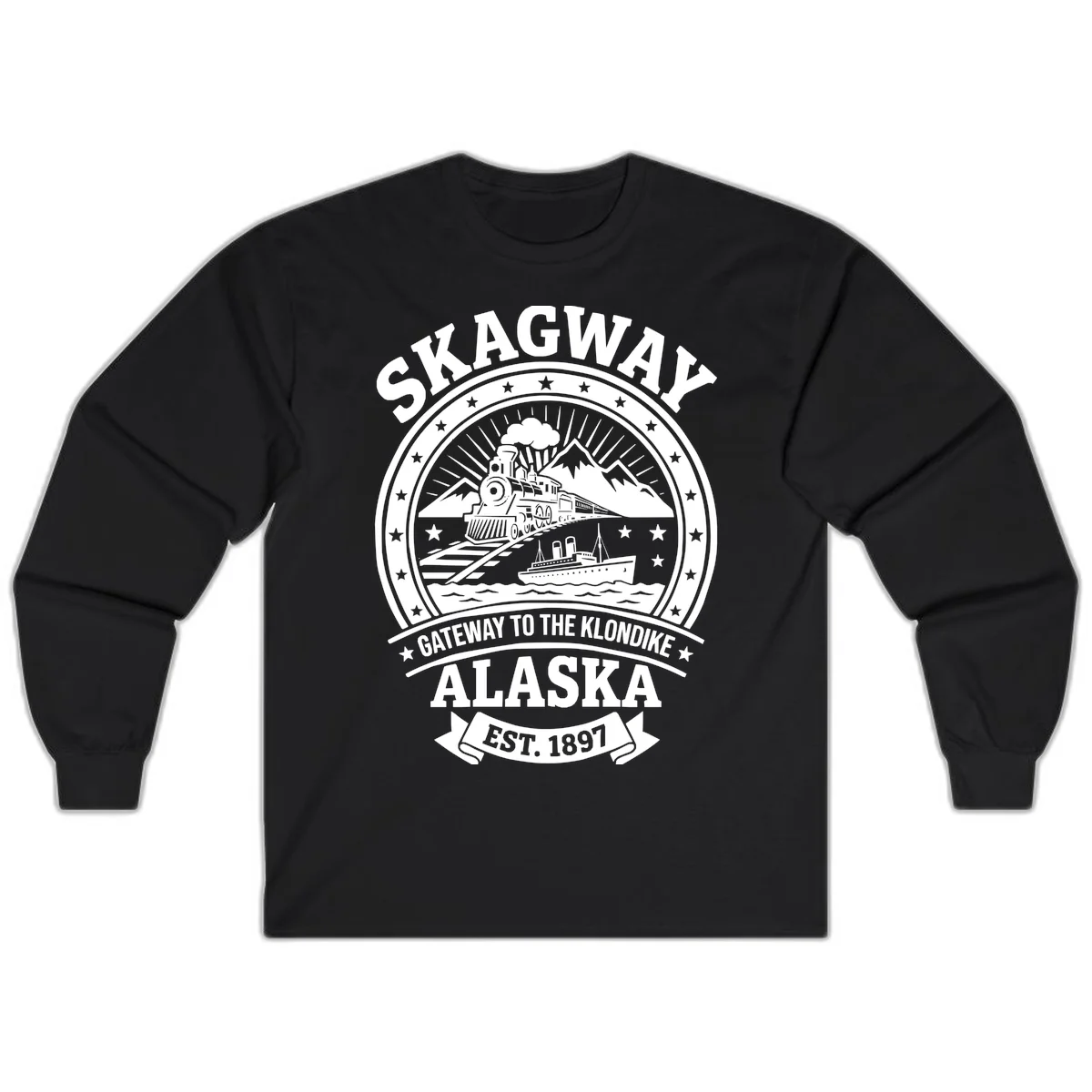 Skagway Gateway to the Klondike Long Sleeve in Black
