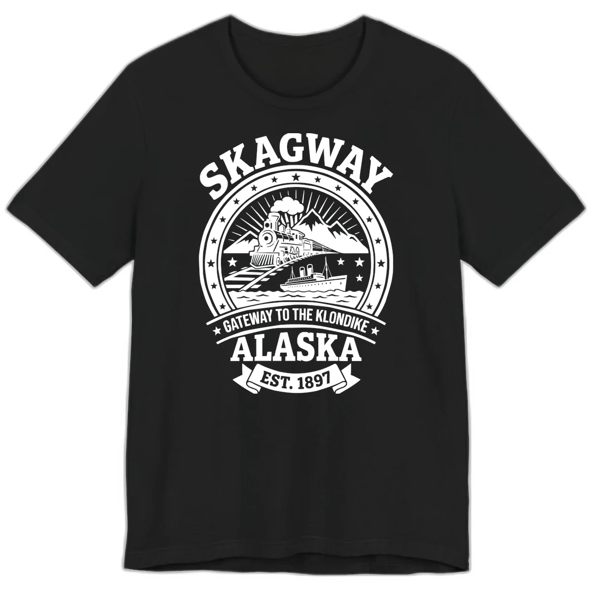 Skagway Gateway to the Klondike Premium T-Shirt in Black