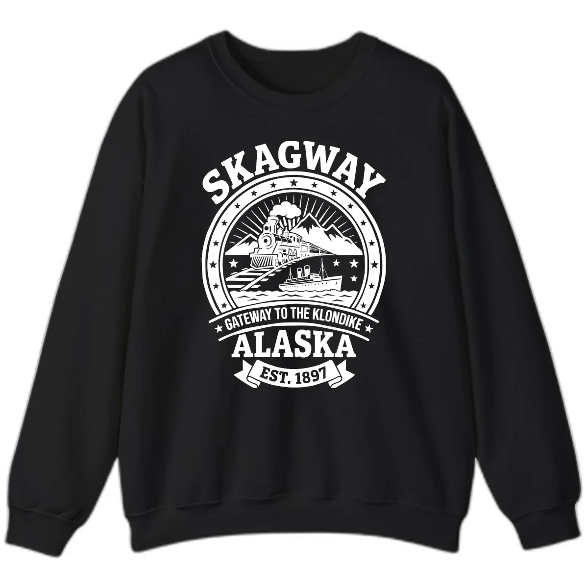 Skagway Gateway to the Klondike Sweatshirt in Black