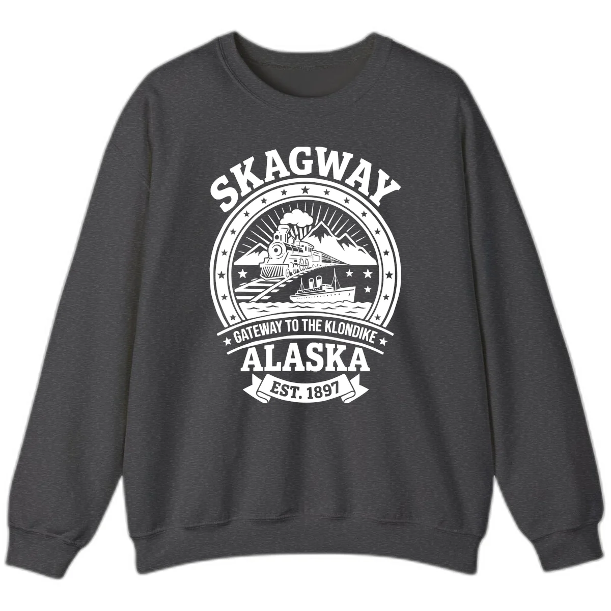 Skagway Gateway to the Klondike Sweatshirt in Dark Heather