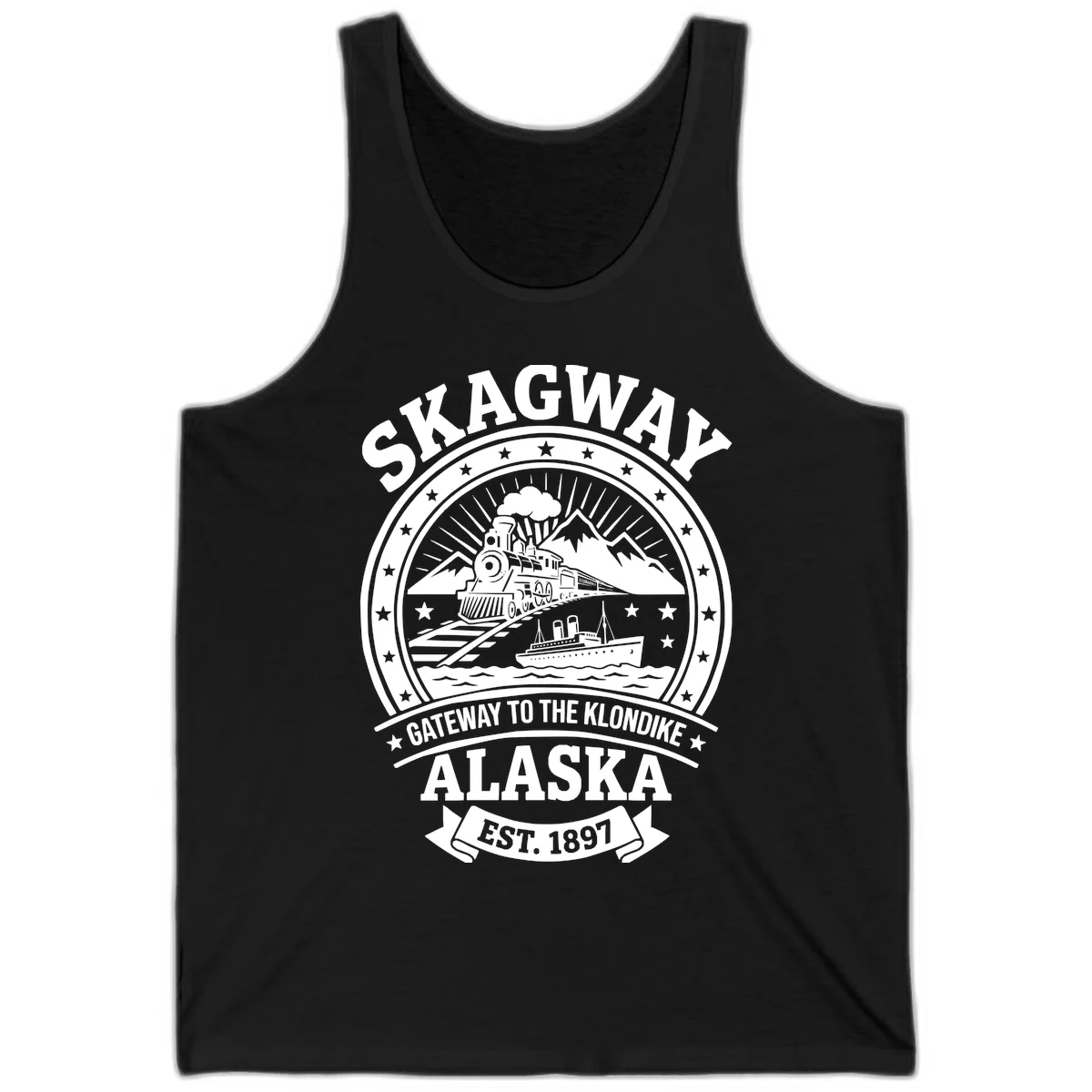 Skagway Gateway to the Klondike Tank Top in Black
