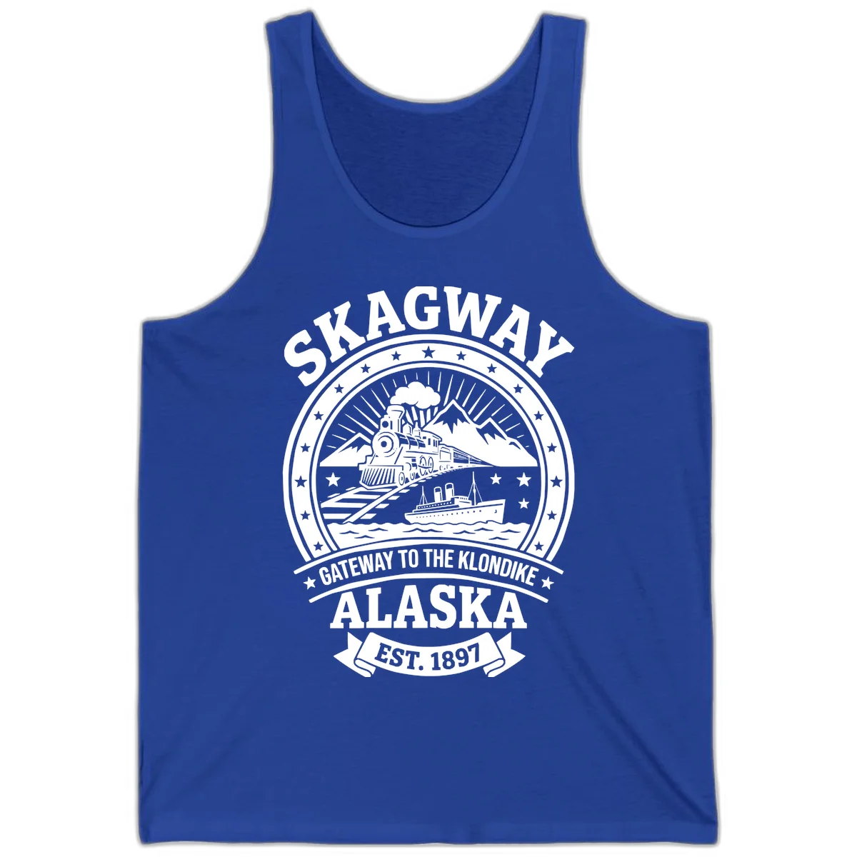 Skagway Gateway to the Klondike Tank Top in True Royal