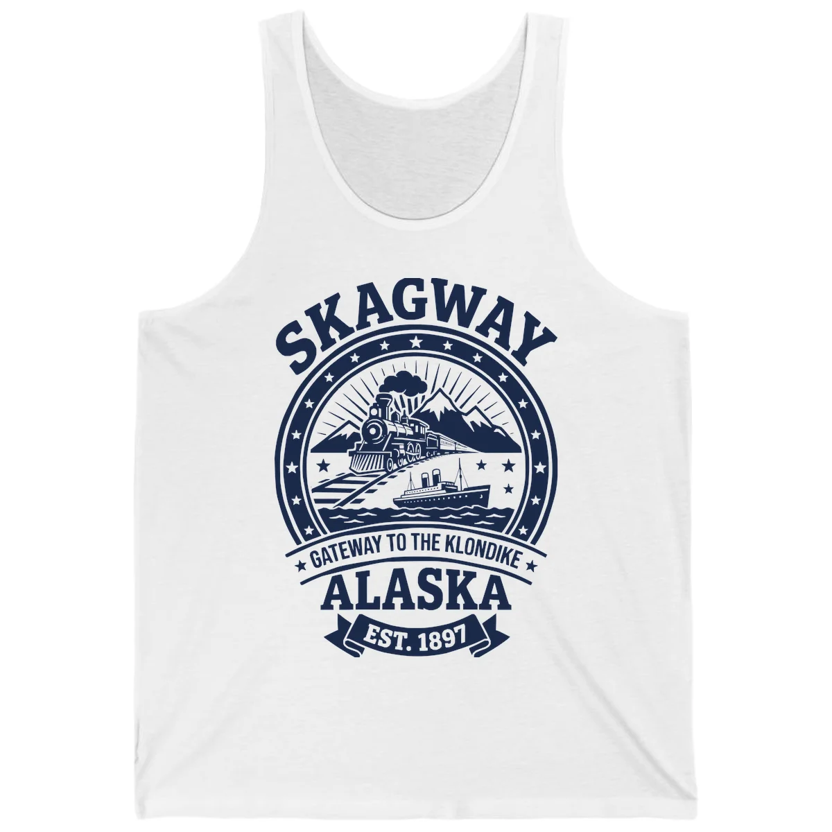 Skagway Gateway to the Klondike Tank Top in White