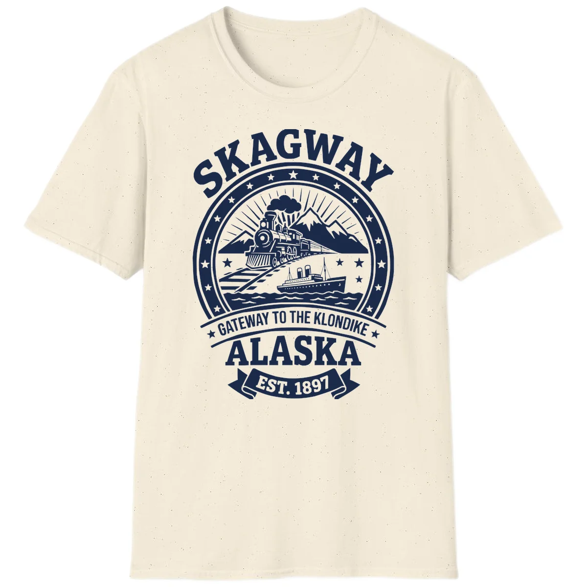 Skagway Gateway to the Klondike Vintage Badge T-Shirt in Natural